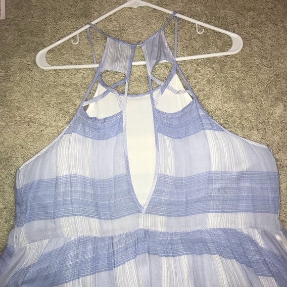 Boutique Blue Plaid High Low Dress - Picture 4 of 4